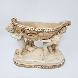 Vintage Alexander Backer ABCO Cherub Chalkware Centerpiece Planter MCM 9x8x4